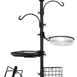 Ashman Garden Decor Sales 32 AshmanOnline Ashman Deluxe Premium Bird Feeding Station, 22" Wide X 91" Tall With 5 Prong Base, Top Hook, Two Small Arms And Water Dish, Suet Cage Feeder.