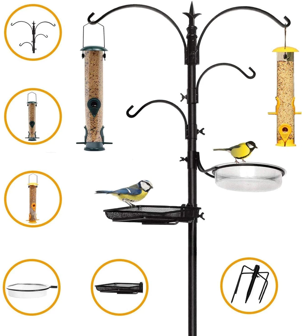 AshmanOnline Premium Bird Feeding Station With 2 Bird Feeders Included For Outside - Multi Feeder Pole Stand Kit With 4 Hangers, Bird Bath And 5 Prong Base For Attracting Wild Birds - 22 Inch Wide X 92 Inch Tall. 3 AshmanOnline Premium Bird Feeding Station With 2 Bird Feeders Included For Outside - Multi Feeder Pole Stand Kit With 4 Hangers, Bird Bath And 5 Prong Base For Attracting Wild Birds - 22 Inch Wide X 92 Inch Tall.