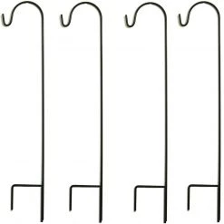 AshmanOnline Shepherd's Hooks Ashman Black Shepherd Hook 48 Inch (4 Pack), 10MM Thick, Super Strong, Rust Resistant Steel Hook, Used At Weddings, Hanging Plant Baskets, And More