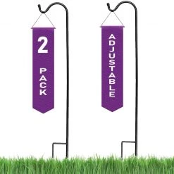 AshmanOnline Ashman Adjustable KD Shepherd's Hooks, Black, Set Of 2 Made Of Premium Metal For Hanging Solar Lights, Bird Feeders, Flower Basket, Christmas Lights, Lanterns, And Wedding Décor.