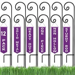 Ashman Online Ashman Shepherd Hook 35 Inch 12 Pack, 1/4 Inch Thick, Made Of Premium Metal For Hanging Bird Feeders, Mason Jars And Wedding (12 Pack)