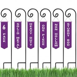 AshmanOnline Ashman Shepherd's Hooks, Black, Made Of Premium Metal For Hanging Solar Lights, Bird Feeders, Mason Jars, Garden Stakes And Weddings (6 Pack)