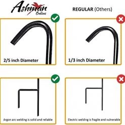 Ashman Online Ashman Shepherds Hook 37 Inches Tall And 2/5 Inch (Set Of 2) - Made Of Premium Metal For Hanging Solar Lights, Bird Feeders, Mason Jars, Flower Basket, Christmas Lights, Lanterns, Garden Stakes