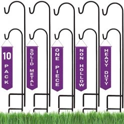 AshmanOnline Ashman Black Shepherd Hook 48 Inches Tall 1/3 Inch In Diameter, Pack Of 10 Hooks