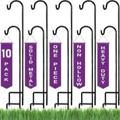 AshmanOnline Ashman Black Shepherd Hook 48 Inch (10 Pack), 2/5 Inch (10 MM) Diameter, Super Strong, Rust Resistant Steel Hook Shepherd's Hooks