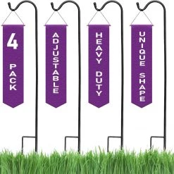 AshmanOnline Ashman Adjustable Shepherd's Hooks, 35 Inches Black, Set Of 4 Made Of Premium Metal For Hanging Solar Lights, Bird Feeders, Flower Basket, Lanterns.