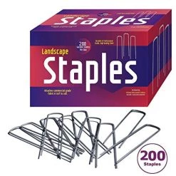 AshmanOnline Ashman Garden Landscape Staples Stakes Pins SOD Staples For Weed Barrier Fabric, Drip Irrigation Tubing, 200 Count Heavy Duty & Anti Rust.