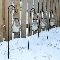 AshmanOnline Ashman Shepherd's Hooks, 35 Inches Black, Set Of 4 Made Of Premium Metal For Hanging Solar Lights, Bird Feeders, Mason Jars.