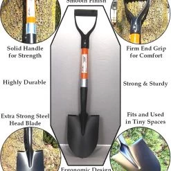 AshmanOnline Ashman Round Shovel (Medium) – (2 Pack) – 27 Inches In Length, Durable Handle, Round Shovel With Comfortable Grip With A Sturdy Blade, Multipurpose Premium Round Point Blade Shovel. Garden Tools