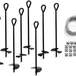 AshmanOnline Ground Anchors Ashman Ground Anchor With 100 Feet Of Galvanized Wire With Clamps – Ideal For Securing Animals, Tents, Canopies, Sheds, Swing Sets,– Pack Of 8 11 AshmanOnline Ground Anchors Ashman Ground Anchor With 100 Feet Of Galvanized Wire With Clamps – Ideal For Securing Animals, Tents, Canopies, Sheds, Swing Sets,– Pack Of 8
