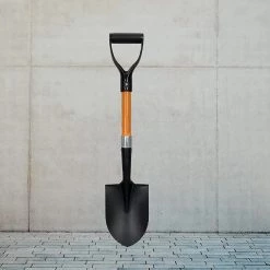 Ashman Online Ashman Round Shovel (Medium) – (1 Pack) – 27 Inches Short Handle Round Shovel With D Handle Grip | Fiber Glass Handle With A Sturdy Blade. Garden Tools