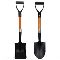 AshmanOnline Ashman 2 Various Assorted Round And Square Shovels (2 Pcs) – 27 Inches In Length With D-Cup Mini Handle Shovels, Sturdy Build And Easy To Use, Firm And Comfortable Durable Handle, Built To Last Garden Tools