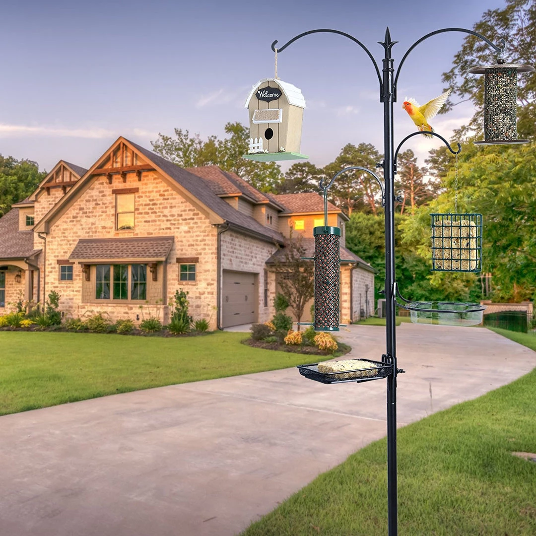 Ashman Online Ashman Premium Bird Feeding Station 92 Inches Tall – 22" Wide X 92" Tall – 4 Hangers Along With Bird Bath Tray, Mesh Tray – 5 Pronged Base Support. 4 Ashman Online Ashman Premium Bird Feeding Station 92 Inches Tall – 22" Wide X 92" Tall – 4 Hangers Along With Bird Bath Tray, Mesh Tray – 5 Pronged Base Support.