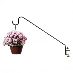 AshmanOnline Ashman Black Deck Hook 37 Inches Length 1/2 Inch Diameter, Made Of Premium Metal, Super Strong, Ideal For Bird Feeders, Plant Hangers, Hanging Baskets, Humming Bird Feeders Attaches To Deck Railing Deck Hooks