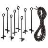 AshmanOnline Ashman Black Ground Anchor (8 Pack) 15 Inches In Length And 10MM Thick In Diameter With 25 Feet Of Rope Ground Anchors