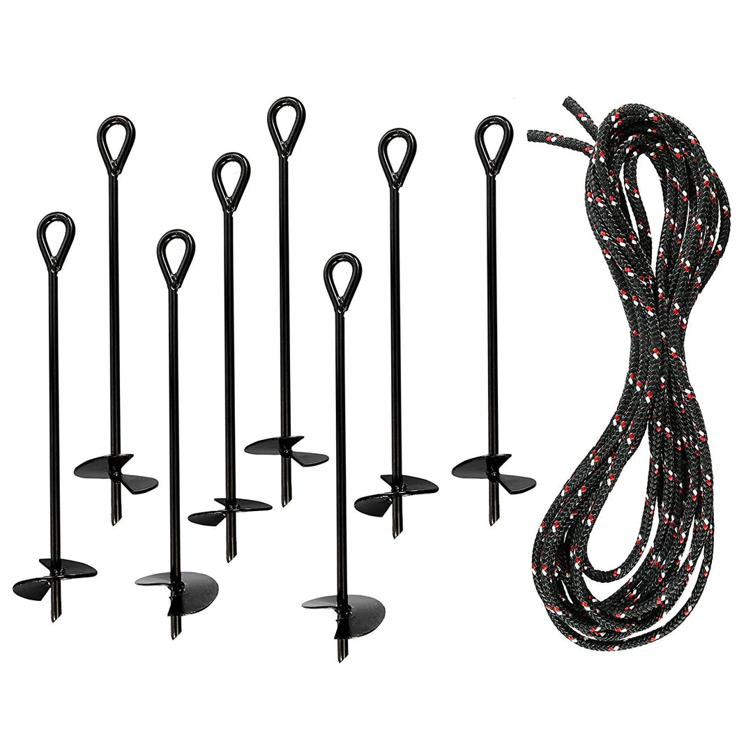 AshmanOnline Ashman Black Ground Anchor (8 Pack) 15 Inches In Length And 10MM Thick In Diameter With 25 Feet Of Rope Ground Anchors 3 AshmanOnline Ashman Black Ground Anchor (8 Pack) 15 Inches In Length And 10MM Thick In Diameter With 25 Feet Of Rope Ground Anchors