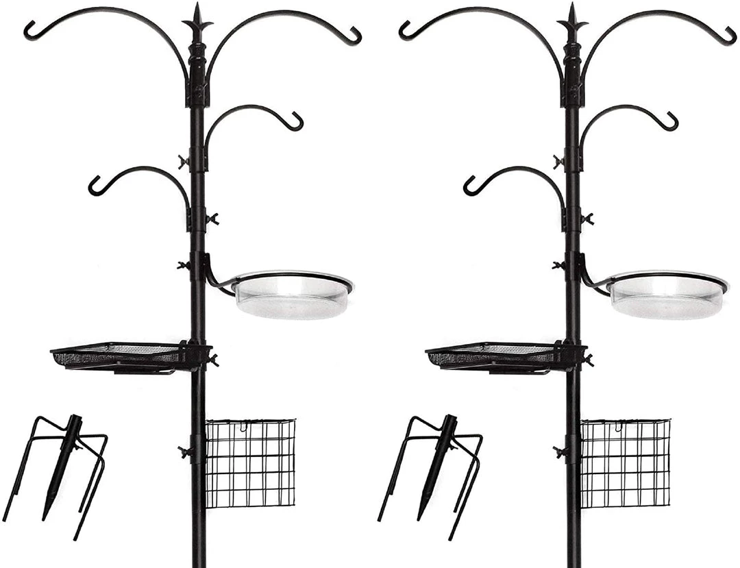 Ashman Online Ashman Deluxe Premium Bird Feeding Station, 22" Wide X 91" Tall (82 Inch Above Ground) Black, Multi Feeder Hanging Kit & Bird Bath For Attracting Wild Birds, Birdfeeder & Planter Hanger (2 Pack) 3 Ashman Online Ashman Deluxe Premium Bird Feeding Station, 22" Wide X 91" Tall (82 Inch Above Ground) Black, Multi Feeder Hanging Kit & Bird Bath For Attracting Wild Birds, Birdfeeder & Planter Hanger (2 Pack)