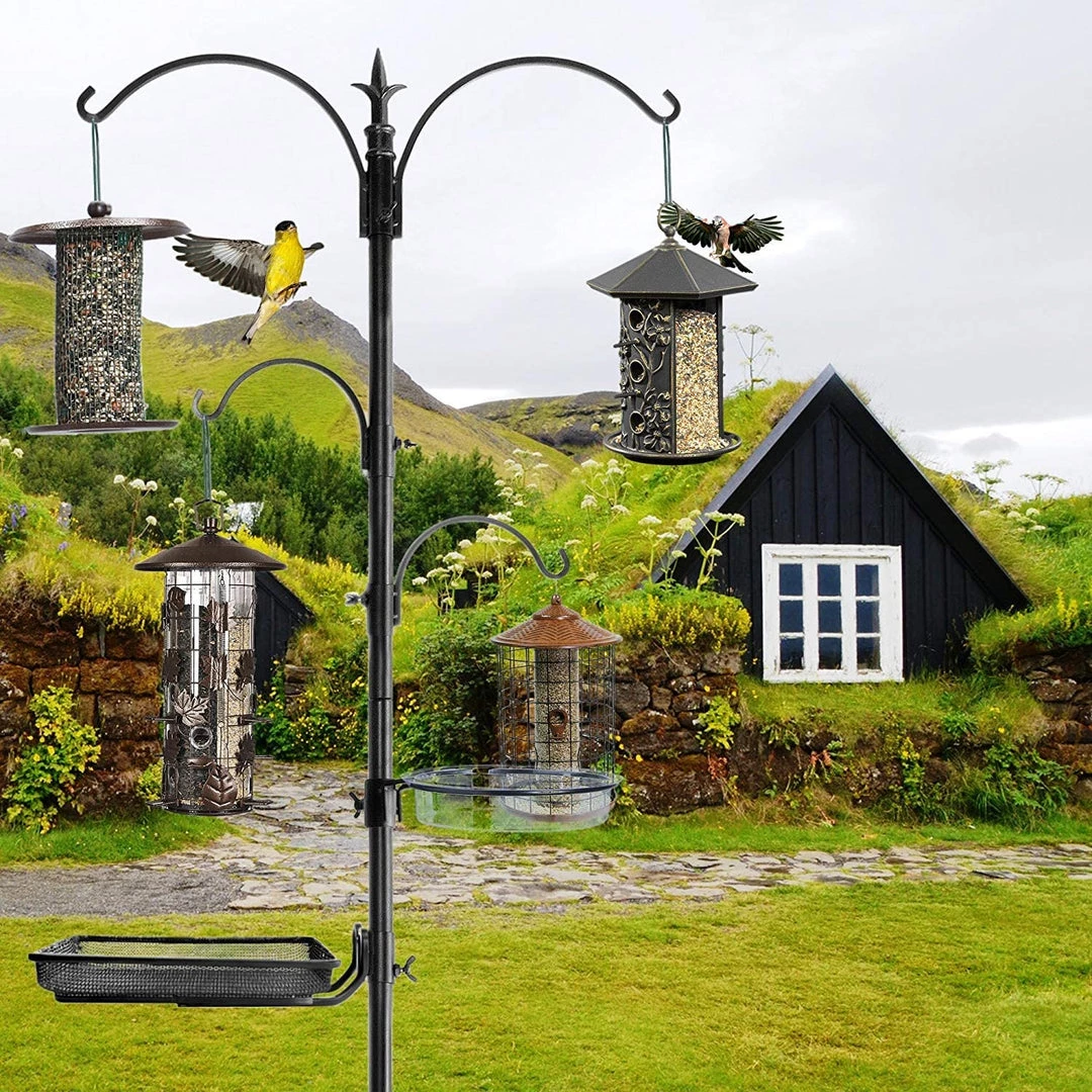 Ashman Online Ashman Deluxe Premium Bird Feeding Station, 22" Wide X 91" Tall (82 Inch Above Ground) Black, Multi Feeder Hanging Kit & Bird Bath For Attracting Wild Birds, Birdfeeder & Planter Hanger (2 Pack) 6 Ashman Online Ashman Deluxe Premium Bird Feeding Station, 22" Wide X 91" Tall (82 Inch Above Ground) Black, Multi Feeder Hanging Kit & Bird Bath For Attracting Wild Birds, Birdfeeder & Planter Hanger (2 Pack)