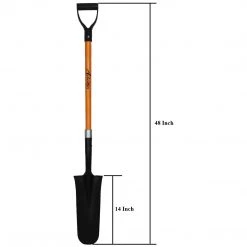 AshmanOnline Ashman Drain Spade - 48 Inches Long Handle Spade With D Handle Grip - Fiber Glass Handle With A Thick Metal 16 Inch Blade - Multipurpose Shovel.
