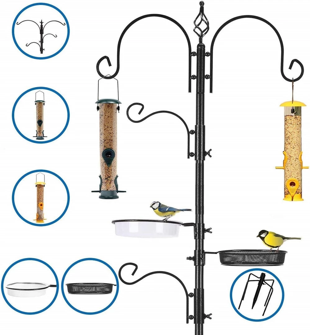 AshmanOnline Deluxe Bird Feeding Station With 2 Bird Feeders Included For Outside - Multi Feeder Pole Stand Kit With 4 Hangers, Bird Bath And 5 Prong Base For Attracting Wild Birds - 22 Inch Wide X 92 Inch. 3 AshmanOnline Deluxe Bird Feeding Station With 2 Bird Feeders Included For Outside - Multi Feeder Pole Stand Kit With 4 Hangers, Bird Bath And 5 Prong Base For Attracting Wild Birds - 22 Inch Wide X 92 Inch.