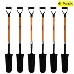 Ashman Garden Decor Sales 21 AshmanOnline Ashman Drain Spade Shovel (6 Pack) - 48 Inches Long Handle Spade With D Handle Grip - Durable Handle With A Thick Metal Blade - Multipurpose Premium Quality Orange Shovel. Garden Tools