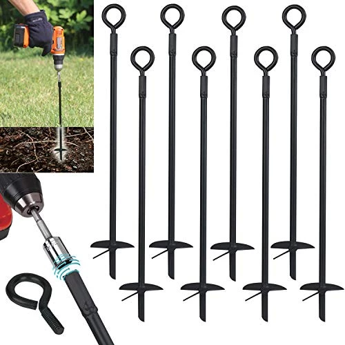 Ashman Online Ashman Black Ground Anchor 15 Inches In Length And 10MM Thick In Diameter, Ideal For Securing Animals, Tents, Canopies - Ground Anchor Drill - 8 Pack Ground Anchors 3 Ashman Online Ashman Black Ground Anchor 15 Inches In Length And 10MM Thick In Diameter, Ideal For Securing Animals, Tents, Canopies - Ground Anchor Drill - 8 Pack Ground Anchors