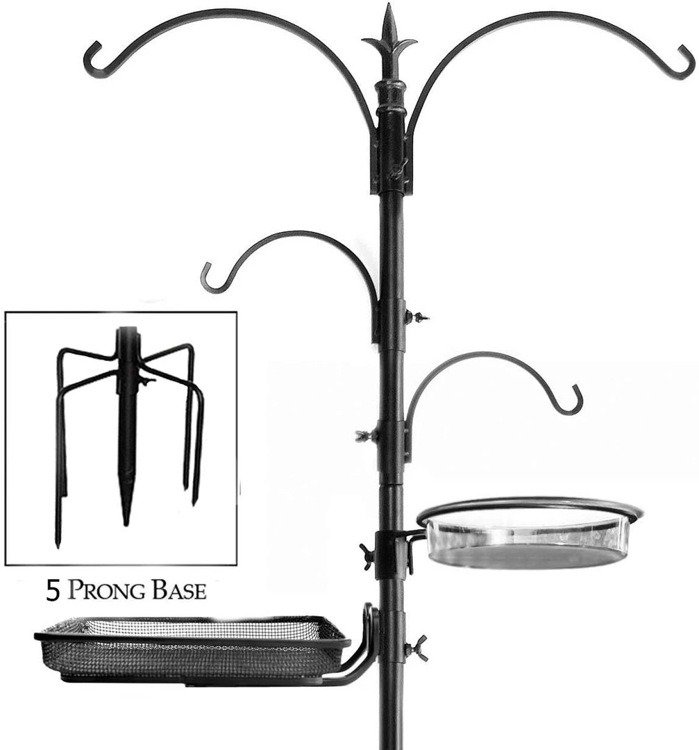 Ashman Online Ashman Premium Bird Feeding Station 92 Inches Tall – 22" Wide X 92" Tall – 4 Hangers Along With Bird Bath Tray, Mesh Tray – 5 Pronged Base Support. 9 Ashman Online Ashman Premium Bird Feeding Station 92 Inches Tall – 22" Wide X 92" Tall – 4 Hangers Along With Bird Bath Tray, Mesh Tray – 5 Pronged Base Support.