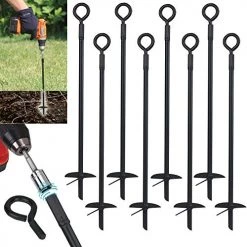 Ashman Online Ashman Black Ground Anchor 15 Inches In Length And 10MM Thick In Diameter, Ideal For Securing Animals, Tents, Canopies - Ground Anchor Drill - 8 Pack Ground Anchors 19 Ashman Online Ashman Black Ground Anchor 15 Inches In Length And 10MM Thick In Diameter, Ideal For Securing Animals, Tents, Canopies - Ground Anchor Drill - 8 Pack Ground Anchors