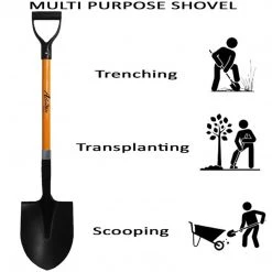 AshmanOnline Garden Tools Ashman Round Shovel (Large) – (6 Pack) – The Round Shovel Has A D Handle Grip With 41 Inches Long Shaft – Heavy Duty Blade With A Shaft Made Of Fiber Glass.