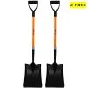 AshmanOnline Ashman Square Shovel (Large) – (2 Pack) – 41 Inches Long D Handle Grip – The Blade Weighs 2.2 Pounds And Has A Fiber Glass Handle – Premium Quality Multipurpose Square Shovel Strong Build. Garden Tools