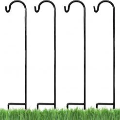 AshmanOnline Ashman Shepherd's Hooks, 35 Inches Black, Set Of 4 Made Of Premium Metal For Hanging Solar Lights, Bird Feeders, Mason Jars.