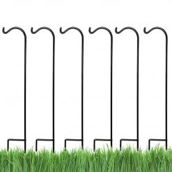 AshmanOnline Ashman 37 Inch 10 MM Shepherd's Hooks, Black, Set Of 6 Made Of Premium Metal For Bird Feeders, Flower Basket, Christmas Lights, And Wedding Décor.