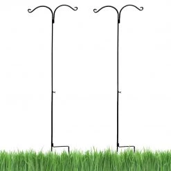 AshmanOnline Ashman Shepherds Hook 65 Inch Two Sided Shepherd Hook, 1/2 Inch Thick, Super Strong, Rust Resistant Steel Hook Ideal For Use For Hanging Plant Baskets, Bird Feeders, And Weddings, 2 Pack Shepherd's Hooks