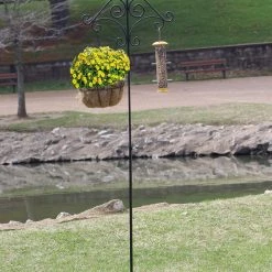 AshmanOnline Ashman 91 Inch Adjustable Shepherds Hook With Floral Design 5/8 Inches Thick, Super Strong, Rust Resistant Steel Hook.