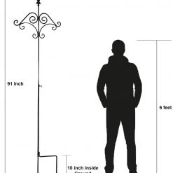 AshmanOnline Ashman 91 Inch Adjustable Shepherds Hook With Floral Design 5/8 Inches Thick, Super Strong, Rust Resistant Steel Hook.