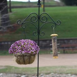 AshmanOnline Ashman 91 Inch Adjustable Shepherds Hook With Floral Design 5/8 Inches Thick, Super Strong, Rust Resistant Steel Hook.