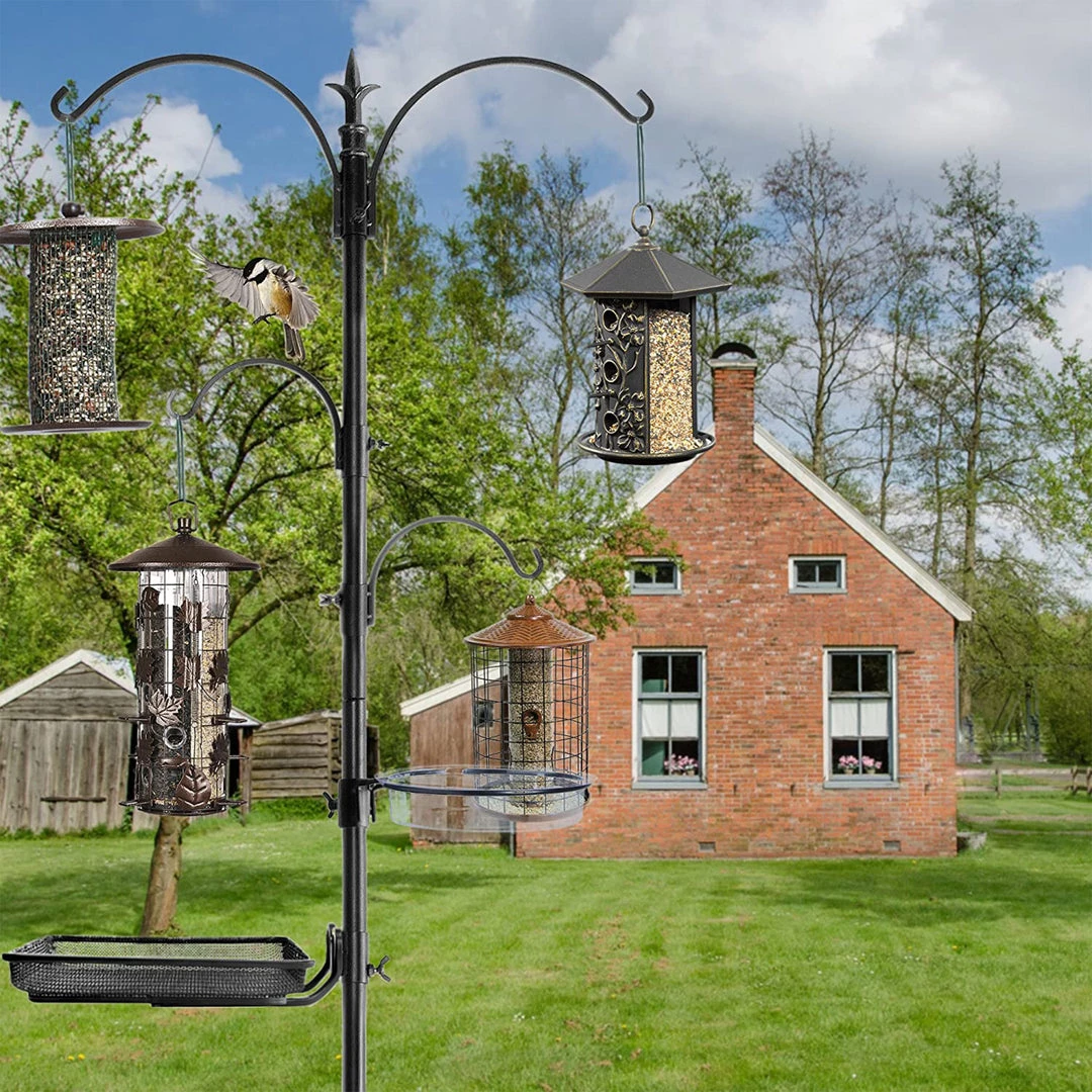 Ashman Online Ashman Premium Bird Feeding Station 92 Inches Tall – 22" Wide X 92" Tall – 4 Hangers Along With Bird Bath Tray, Mesh Tray – 5 Pronged Base Support. 8 Ashman Online Ashman Premium Bird Feeding Station 92 Inches Tall – 22" Wide X 92" Tall – 4 Hangers Along With Bird Bath Tray, Mesh Tray – 5 Pronged Base Support.