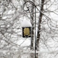 AshmanOnline Ashman 65 Inch Curled Shepherds Hook Black, 1/2-Inch Diameter Thick, Solid Metal For Hanging Plant Bird Feeders, Flower Baskets And More