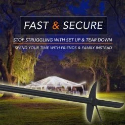 AshmanOnline Ashman Black Ground Anchor 15 Inches In Length And 2/5 Inch Diameter Ideal For Tents, Canopies, Car Ports, Swing Sets (4 Pack). Ground Anchors